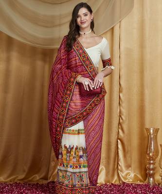 Riva enterprise women's designer embroidery georgette saree with unstitched blouse 1