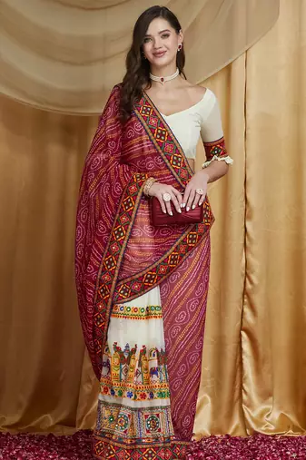 Riva enterprise women's designer embroidery georgette saree with unstitched blouse