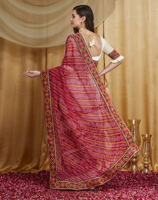 Riva enterprise women's designer embroidery georgette saree with unstitched blouse 2