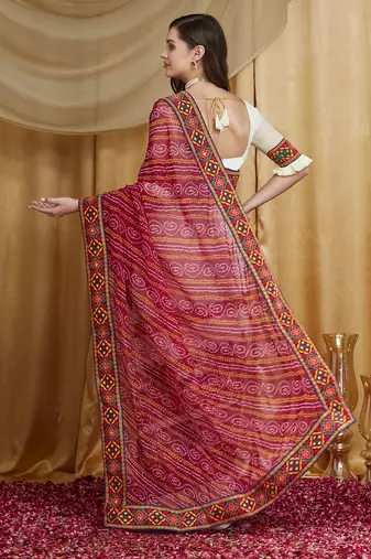 Riva enterprise women's designer embroidery georgette saree with unstitched blouse