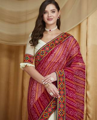 Riva enterprise women's designer embroidery georgette saree with unstitched blouse 3