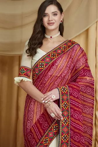 Riva enterprise women's designer embroidery georgette saree with unstitched blouse