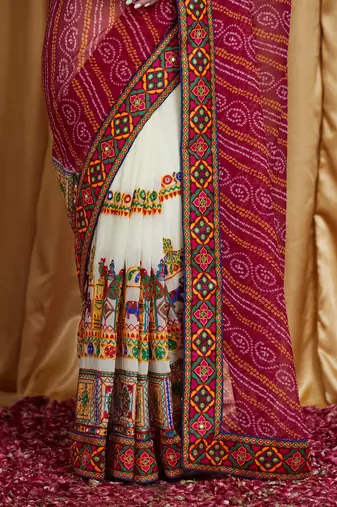 Riva enterprise women's designer embroidery georgette saree with unstitched blouse