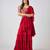 Red plain nylon saree