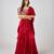 Red plain nylon saree