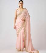 Pink  embroidered georgette saree