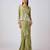 Green embroidered nylon saree with jacket