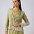 Green embroidered nylon saree with jacket