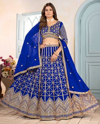 ROYAL BLUE sequin embroidered lehenga choli 1
