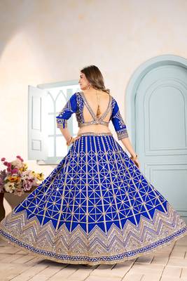 ROYAL BLUE sequin embroidered lehenga choli 2