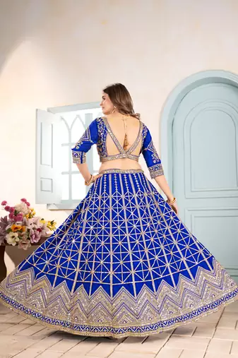 ROYAL BLUE sequin embroidered lehenga choli