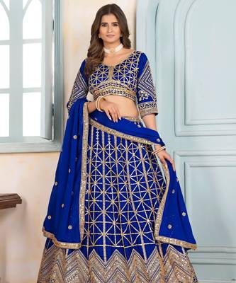 ROYAL BLUE sequin embroidered lehenga choli 4
