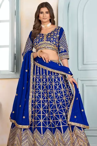 ROYAL BLUE sequin embroidered lehenga choli
