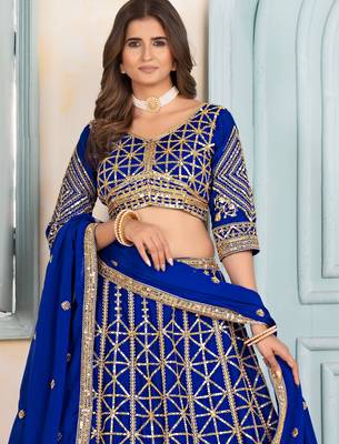 ROYAL BLUE sequin embroidered lehenga choli 5