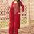 Red Chanderi Silk Embroidery Sequence Work Kurta Pant with Dupatta Set 