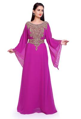  Onion Color Gold-Embroidered Stitched Kaftan Festive & Wedding Wear 1
