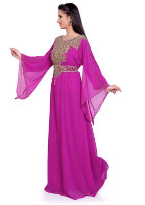  Onion Color Gold-Embroidered Stitched Kaftan Festive & Wedding Wear 3