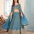 TEAL BLUE EMBROIDERED sequin WORK LEHENGA choli