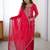 Elegant rani pink faux georgette palazzo suit with thread & sequin embroidery