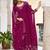 Elegant wine faux georgette gown set with palazzo and thread sequin embroidery