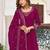 Elegant wine faux georgette gown set with palazzo and thread sequin embroidery
