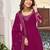 Elegant wine faux georgette gown set with palazzo and thread sequin embroidery