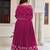Elegant wine faux georgette gown set with palazzo and thread sequin embroidery
