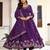 Elegant purple faux georgette gown set with palazzo and thread sequin embroidery