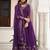 Elegant purple faux georgette gown set with palazzo and thread sequin embroidery