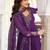 Elegant purple faux georgette gown set with palazzo and thread sequin embroidery