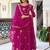 Elegant rani pink faux georgette gown set with palazzo and thread sequin embroidery