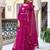 Elegant rani pink faux georgette gown set with palazzo and thread sequin embroidery