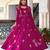 Elegant rani pink faux georgette gown set with palazzo and thread sequin embroidery