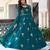 Elegant teal blue faux georgette gown set with palazzo and thread sequin embroidery