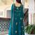 Elegant teal blue faux georgette gown set with palazzo and thread sequin embroidery
