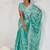 Turquoise thread work soft burberry saree
