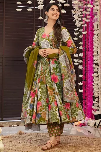 Mahendi muslin printed designer plazzo suit