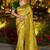 Parrot green dola silk blend gharchola design rich pallu saree
