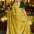 Parrot green dola silk blend gharchola design rich pallu saree