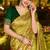 Parrot green dola silk blend gharchola design rich pallu saree