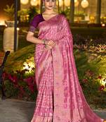 Light pink dola silk blend gharchola design rich pallu saree