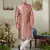 men's pink  sherwani set with print on computer thread work fabric art silk and faux satin