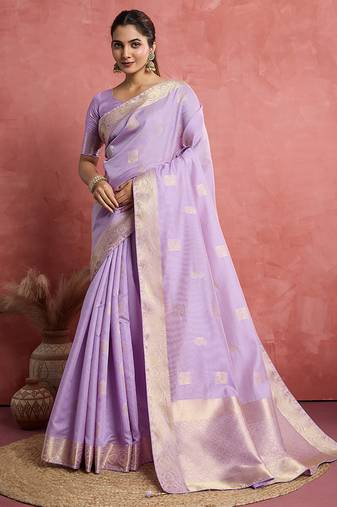 Lilac soft silk blend weaving saree