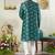 Men's green  sherwani set with print on computer thread work fabric art silk and faux satin