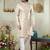 Men's beige  sherwani set with digital print on fabric art silk and faux satin