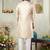 Men's beige  sherwani set with digital print on fabric art silk and faux satin