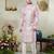 Men's pink  sherwani set with digital print on fabric art silk and faux satin