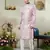 men's pink  sherwani set with digital print on fabric art silk and faux satin