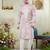 Men's pink  sherwani set with digital print on fabric art silk and faux satin