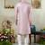 Men's pink  sherwani set with digital print on fabric art silk and faux satin